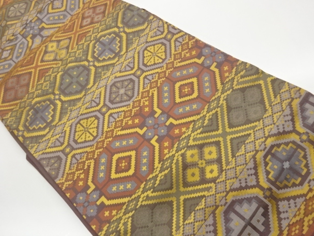 JAPANESE NAGOYA OBI / WOVEN STRIPE & RHOMBUS